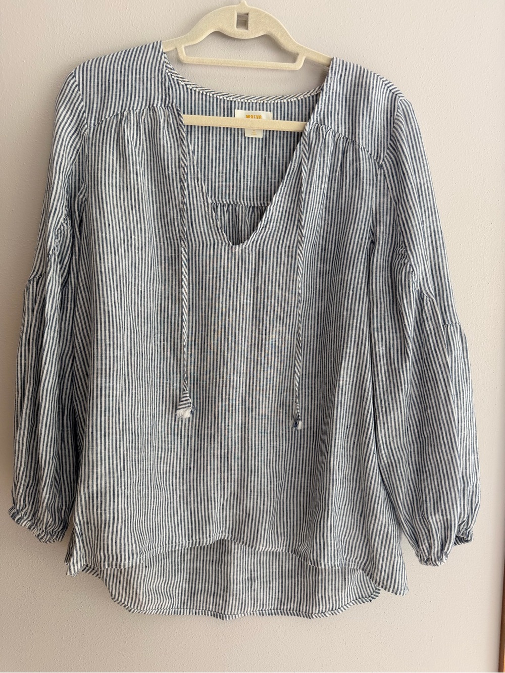 Anthropologie Womens Blue Striped Shirt - Medium, linen